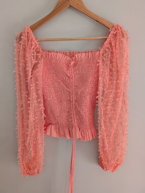 Joie Orange Smocked Blouse Size S